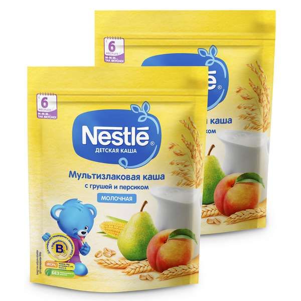 Каша сухая молочная мультизлаковая груша и персик Nestle/Нестле дой-пак 220г фото №12