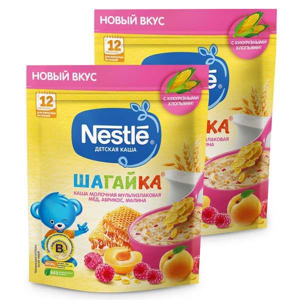 Каша мультизлаковая мед, абрикос и малина Шагайка Nestle/Нестле дой-пак 190г фото №2