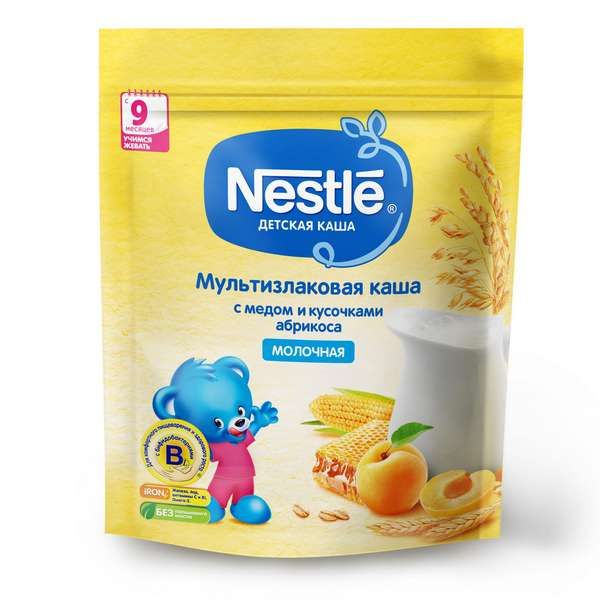 Каша сухая молочная мультизлаковая мед и абрикос Nestle/Нестле дой-пак 220г фото №6
