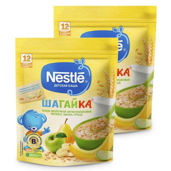 Каша мультизлаковая яблоко, банан и груша Шагайка Nestle/Нестле дой-пак 200г фото №3