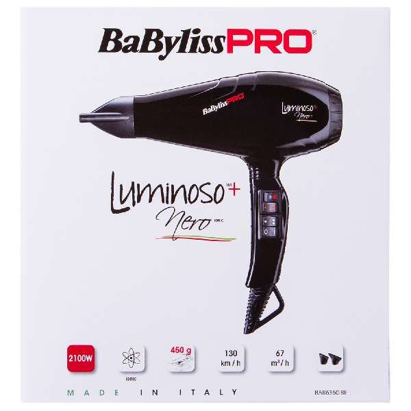 Фен черный с 2 насадками Luminoso+ Pro Babyliss/Бэбилис фото №4