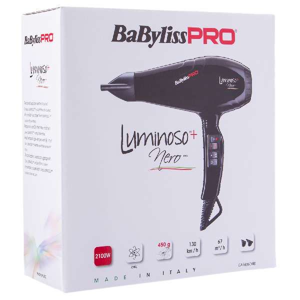 Фен черный с 2 насадками Luminoso+ Pro Babyliss/Бэбилис фото №5