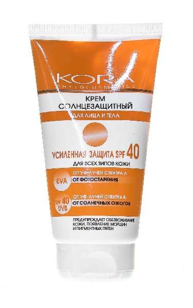 Крем солнцезащитный для лица и тела SPF40 Кора 150мл фото №2