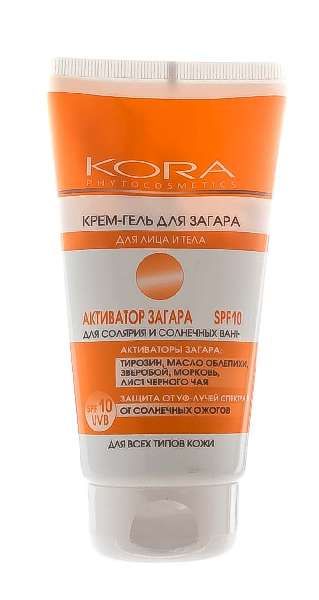 Крем-гель для загара для лица и тела Кора SPF 10 150мл фото №2