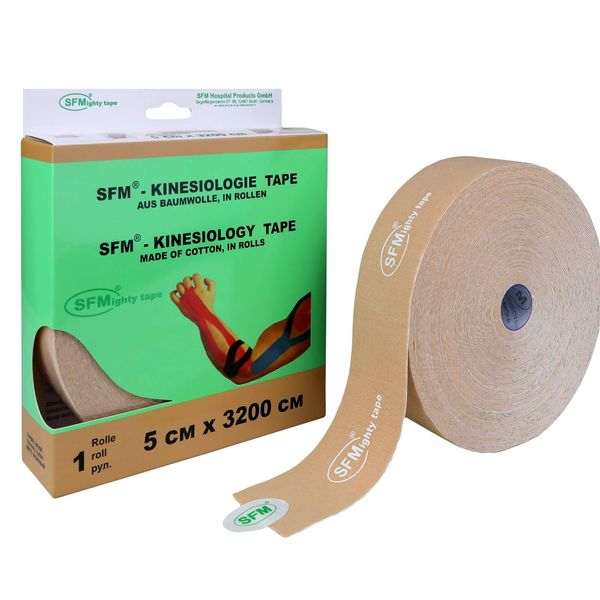 Тейп кинезиологический на хлопковой основе в рулоне бежевый SFM-Plaster 5х3200см