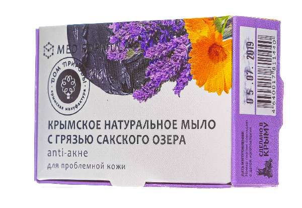 Мыло на основе грязи сакского озера anti-акне дом природы med formula 100 г фото №5