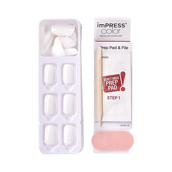 Лак твердый однотонный белый пион длина короткая Impress Manicure Color Kiss