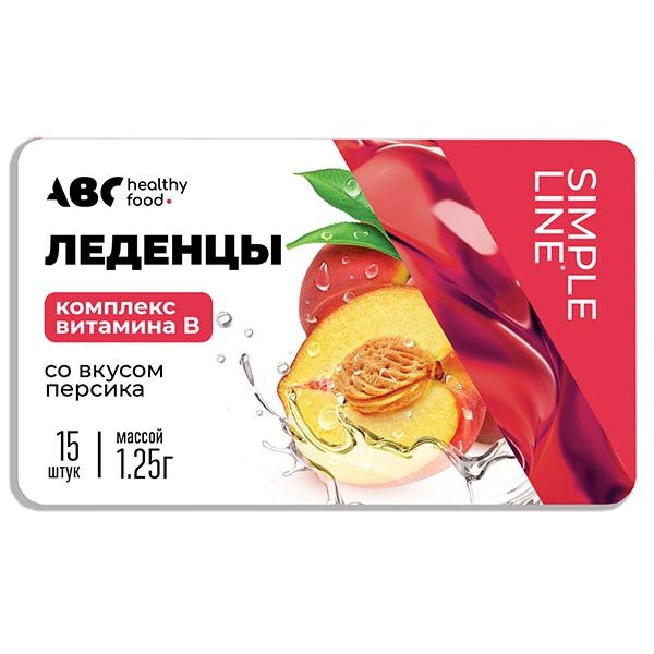 Леденцы комплекс витамин B со вкусом персика ABC Healthy Food ABC Healthy Food 18г