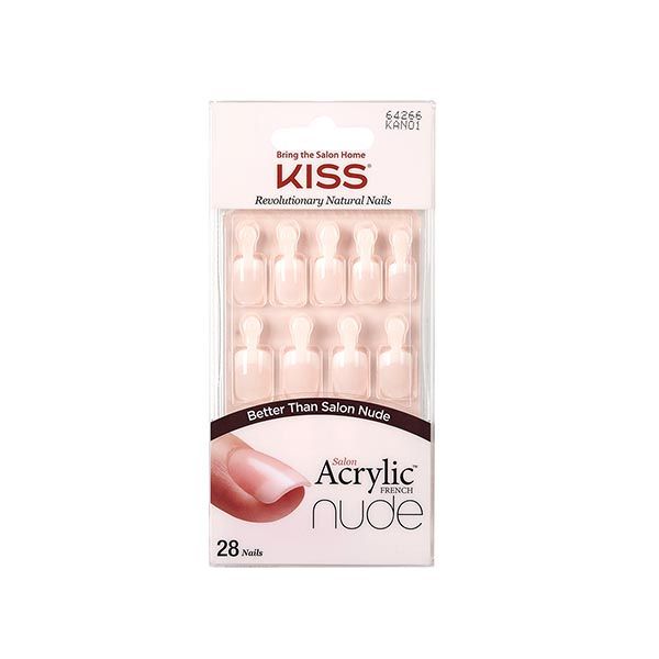 Набор накладных ногтей с клеем Безупречный нюд короткой длины Nude Nails Kiss 28шт