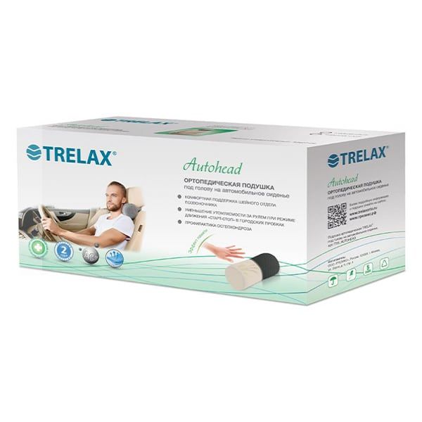 Подушка под голову на автомобильное сидение Trelax/Трелакс Autohead П16 черный, 12х27см фото №2