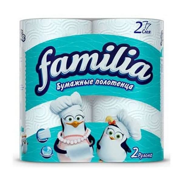 Полотенца бумажные белые двухслойные Familia 2шт