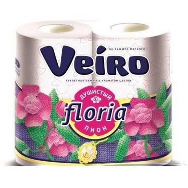 Бумага туалетная 2-х слойная душистый пион Floria Вейро 4шт