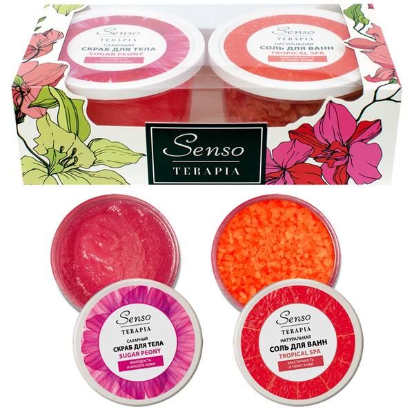 Скраб сахарный Peony+Соль для ванн Tropical Spa Красная Линия 200мл+280г