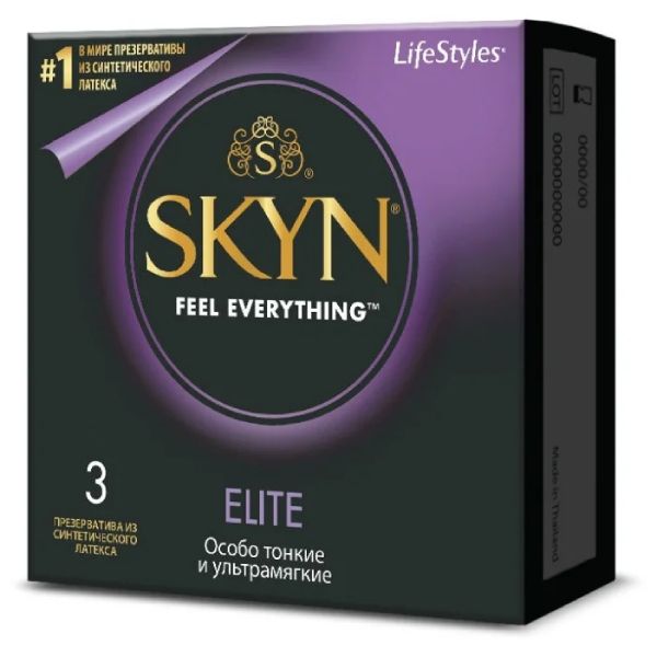 Презервативы особо тонкие гладкие из синтетического латекса Elite Skyn 3шт