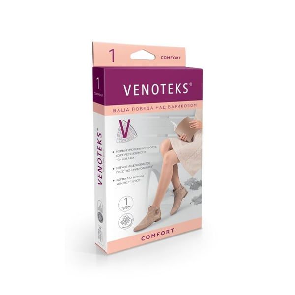 Чулки компрессионные 1C202 класс компрессии 1 черный Venoteks/Венотекс р.S