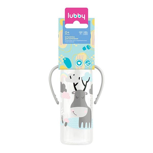 Бутылочка для кормления с соской молочная медленный поток с 0 мес. Lubby/Лабби 250мл (11391)