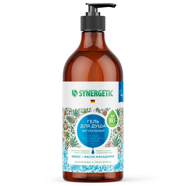Гель для душа кокос и масло макадамии Synergetic 750мл