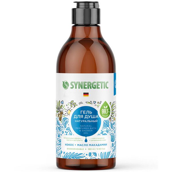 Гель для душа кокос и масло макадамии Synergetic 380мл фото №4