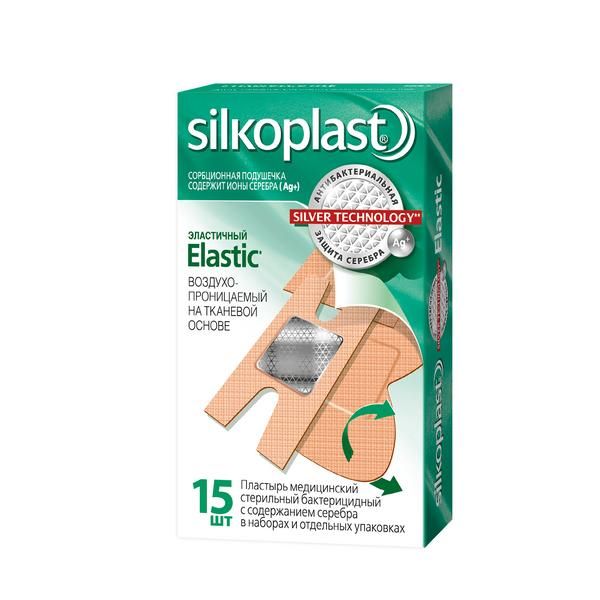 Пластырь бактерицидный стерильный Silkopast/Силкопласт Elastic Silver Technology 15 шт.