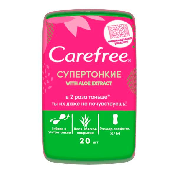 Прокладки Carefree (Кэфри) ежедневные Супертонкие Aloe 20 шт.