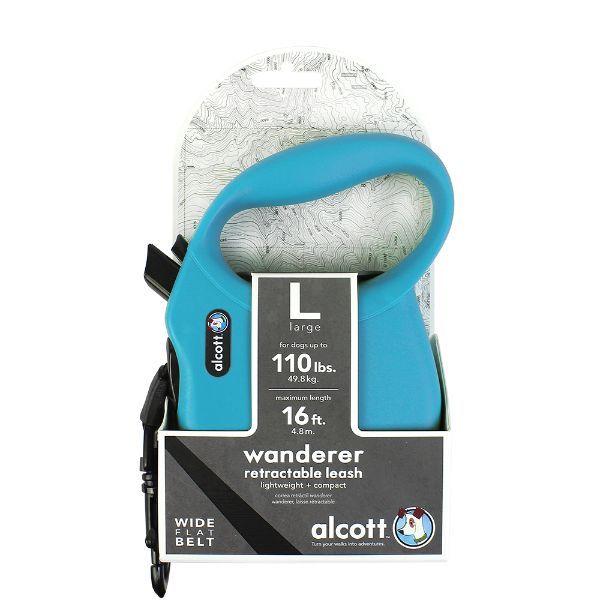 Рулетка лента для собак весом до 50кг голубая Wanderer Alcott 5м (L) фото №2