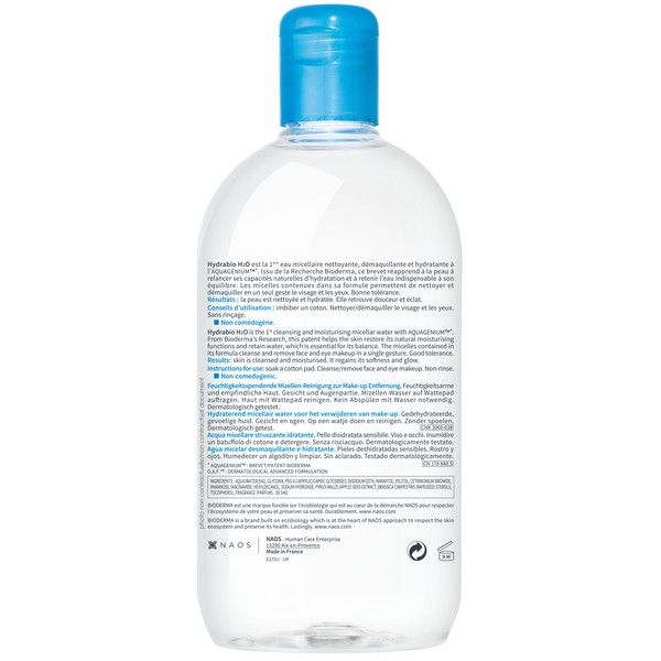 Вода мицеллярная для обезвоженной кожи лица H2O Hydrabio Bioderma/Биодерма 500мл фото №3