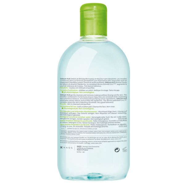 Вода мицеллярная для жирной и проблемной кожи лица Н2О Sebium Bioderma/Биодерма фл. 500мл фото №3