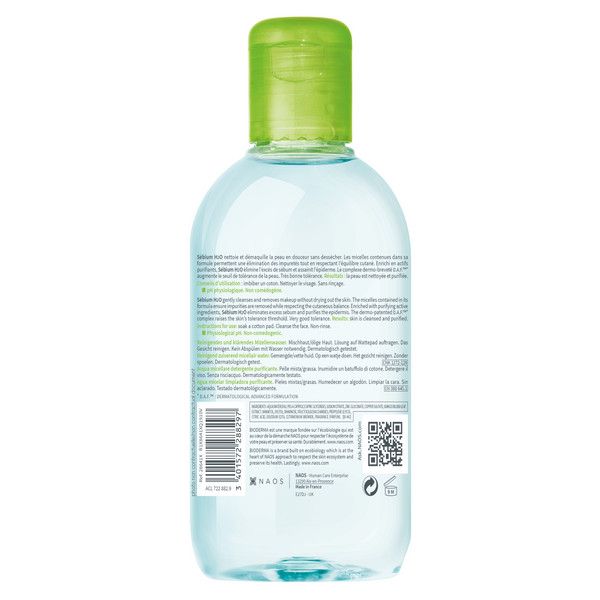 Вода мицеллярная H2O Sebium Bioderma/Биодерма фл. 250мл фото №3 Вода мицеллярная H2O Sebium Bioderma/Биодерма фл. 250мл фото №3
