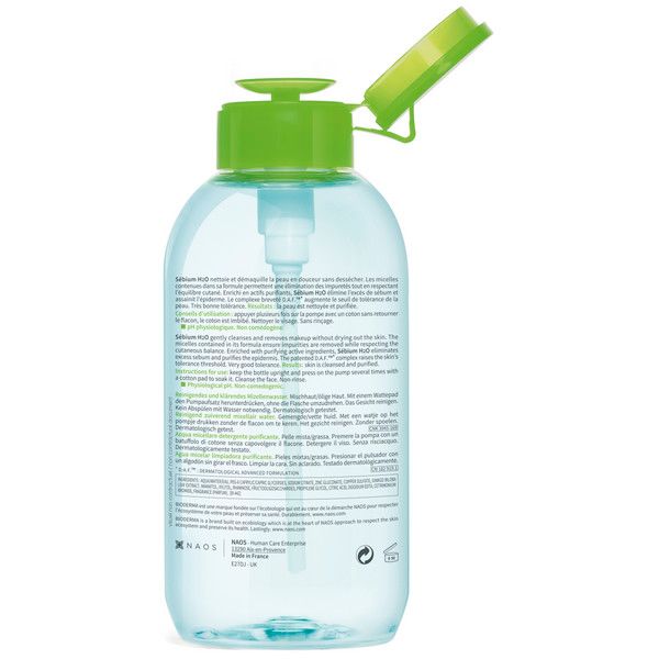 Вода мицеллярная H2O Sebium Bioderma/Биодерма помпа 500мл фото №5 Вода мицеллярная H2O Sebium Bioderma/Биодерма помпа 500мл фото №5