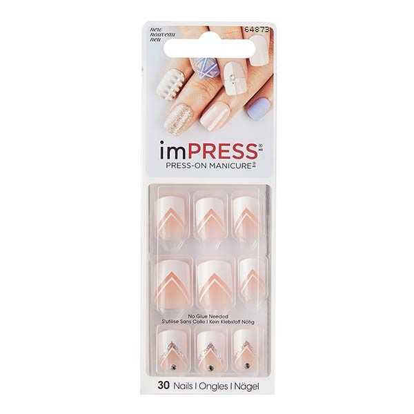 Лак твердый для маникюра короткая длина Геометрический орнамент imPRESS Manicure Kiss 30шт