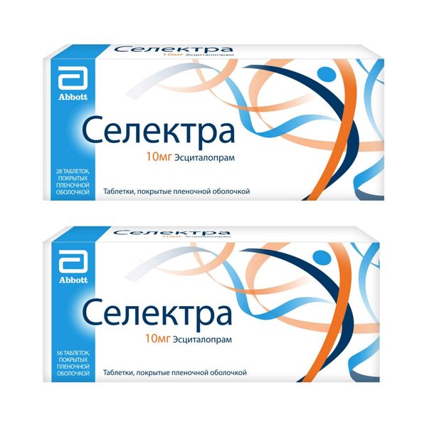 1X Селектра таблетки п/о плен. 10мг 56шт + 1X Селектра таблетки п/о плен. 10мг 28шт