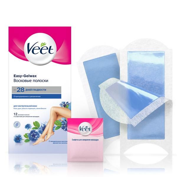 Полоски восковые для депиляции для чувствительной кожи Veet/Вит 12шт