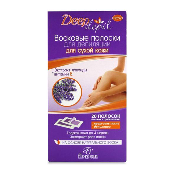 Полоски Floresan Флоресан восковые для депиляции для чувствительной кожи с ромашкой Deep depil 20 шт