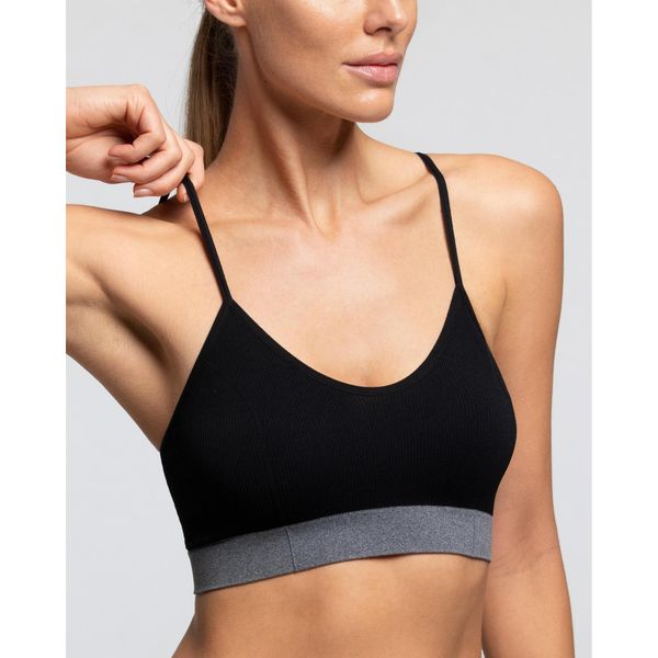 Бюстгальтер на тонких бретельках черный Q-Nova Nylon 6.6 Eco Friendly Pompea р.L/XL фото №7