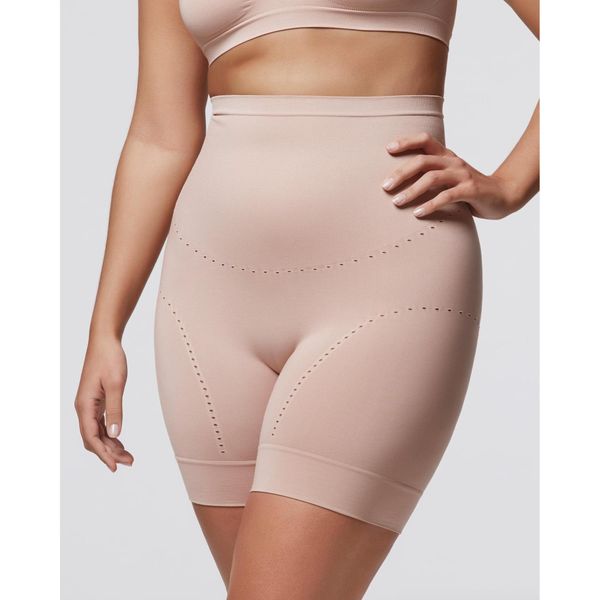 Шорты с высокой талией из микрофибры для больших размеров телесные Guaina Comfort Pompea р.XXL фото №8
