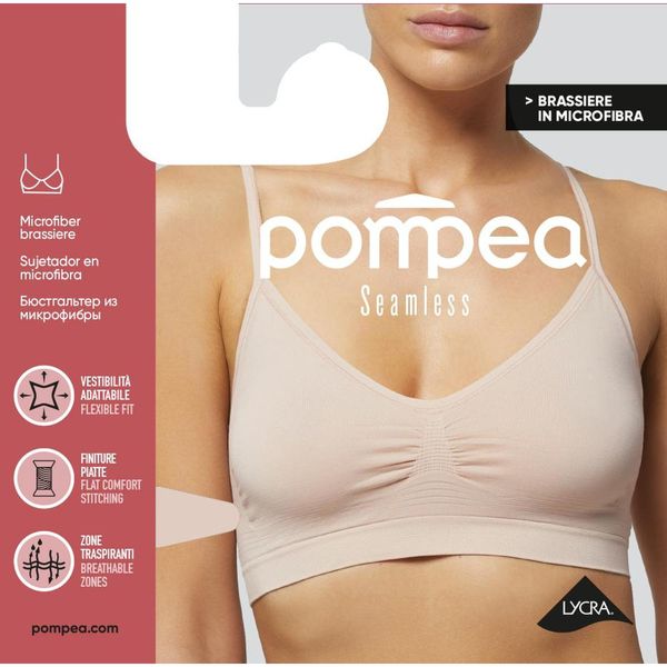 Бюстгалтер бесшовный на тонких бретельках из микрофибры телесный Pompea р.L/XL