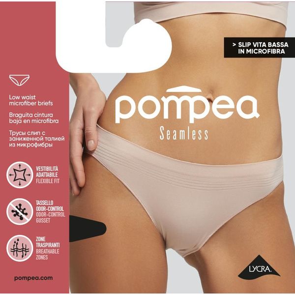 Трусики-слип бесшовные с заниженой линией талии черные Pompea р.S/M