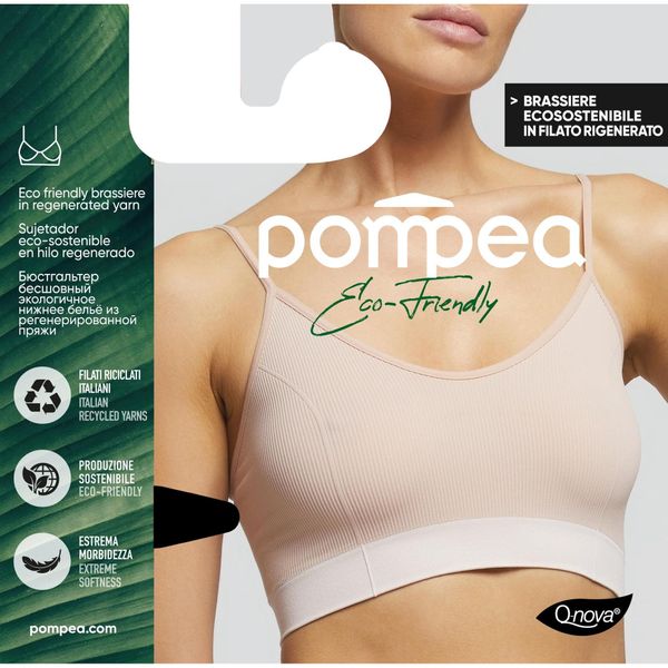 Бюстгальтер на тонких бретельках черный Q-Nova Nylon 6.6 Eco Friendly Pompea р.L/XL
