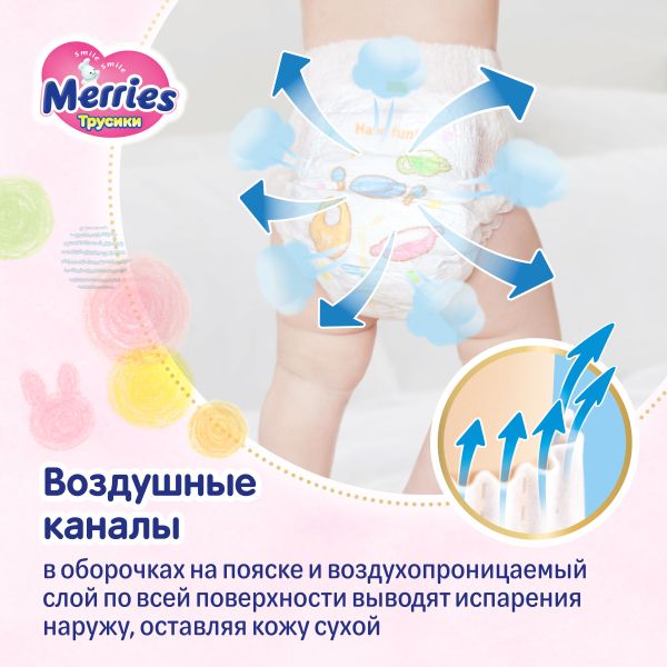Подгузники-трусики для детей Merries/Меррис 6-10/6-11кг 58шт р.M фото №14