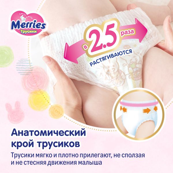 Подгузники-трусики для детей Merries/Меррис 6-10/6-11кг 58шт р.M фото №19