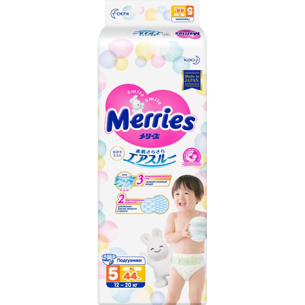 Подгузники Merries/Меррис р.XL 12-20кг 44шт