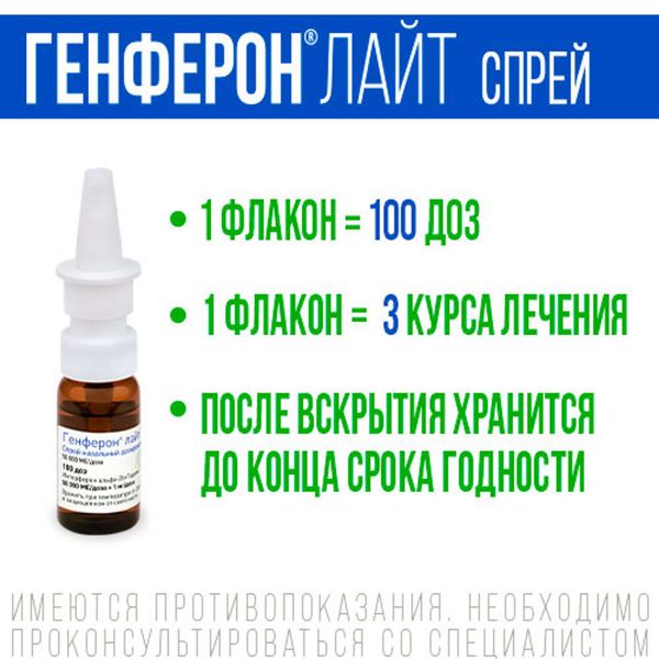 Генферон Лайт спрей назальный дозированный 50000МЕ+1мг/доза 100доз фото №7