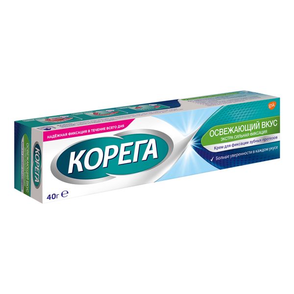 Крем для фиксации зубных протезов до 12 часов мятный освежающий вкус Corega/Корега 40г фото №4