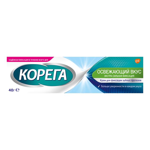 Крем для фиксации зубных протезов до 12 часов мятный освежающий вкус Corega/Корега 40г фото №2