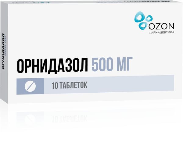 Орнидазол таблетки п/о плен. 500мг 10шт Орнидазол таблетки п/о плен. 500мг 10шт