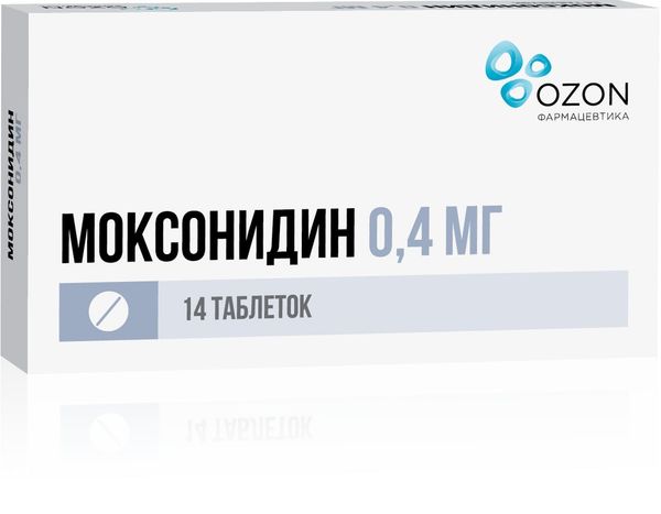 Моксонидин таблетки п/о плен. 0,4мг 14шт Моксонидин таблетки п/о плен. 0,4мг 14шт