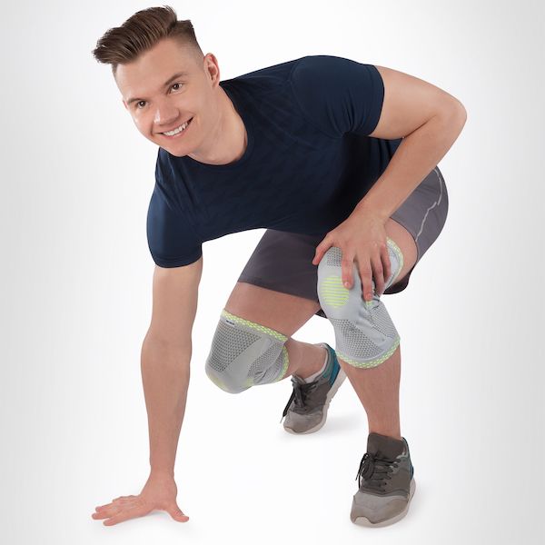 Бандаж компрессионный на коленный сустав с силиконовым кольцом SportSupport SB К01, серый, р.L (38-40см) фото №5