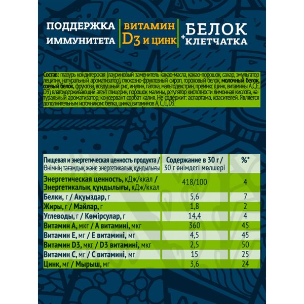 Батончик Racionika (Рационика) Иммуно со вкусом малины 30 г фото №2