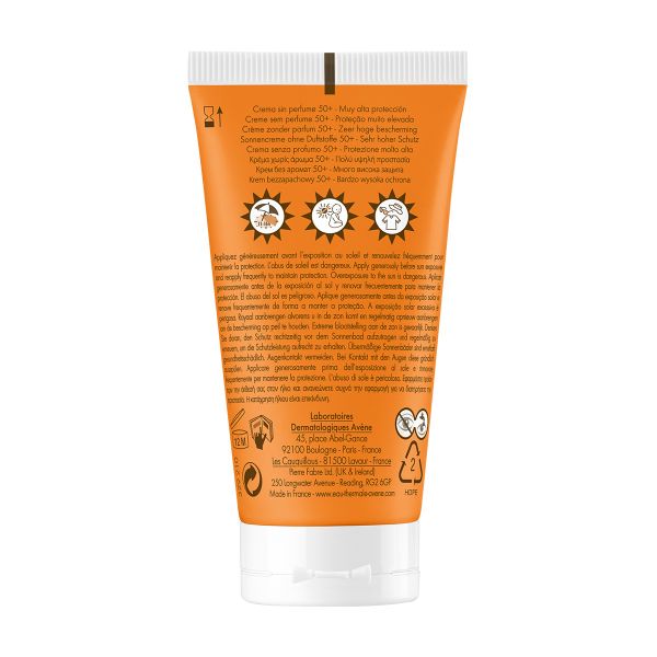 Крем солнцезащитный без отдушек SPF50+ Avene/Авен туба 50мл (С51376) фото №3