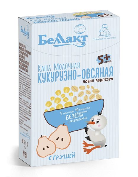 Каша зерно-молочная кукурузно-овсяная с грушей с пребиотиком Беллакт 250г